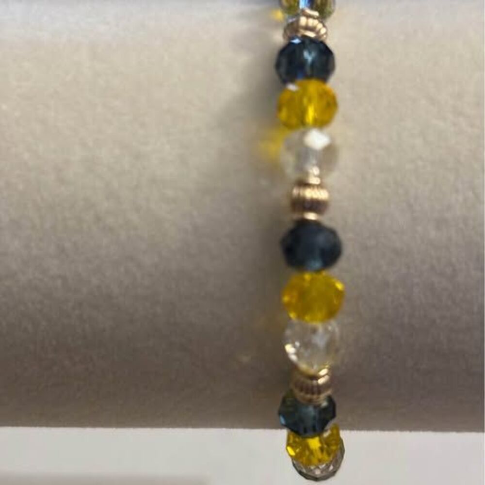 Milwaukee Brewers Inspired Crystal Glass Beaded Bracelet Handmade 0305